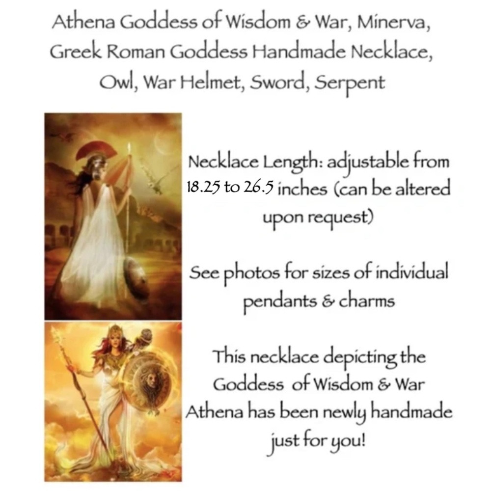 Athena Minerva Greek Roman Goddess Wisdom & War Handmade Necklace, Lapis Lazuli - Picture 14 of 15
